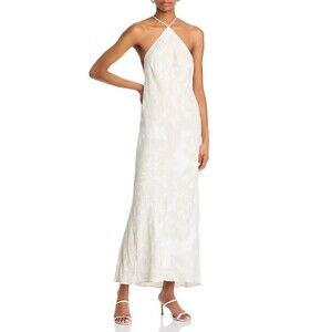 NWT Farm Rio Floral Tropical Halter Off White Maxi Dress Bridal Shower BeachChic